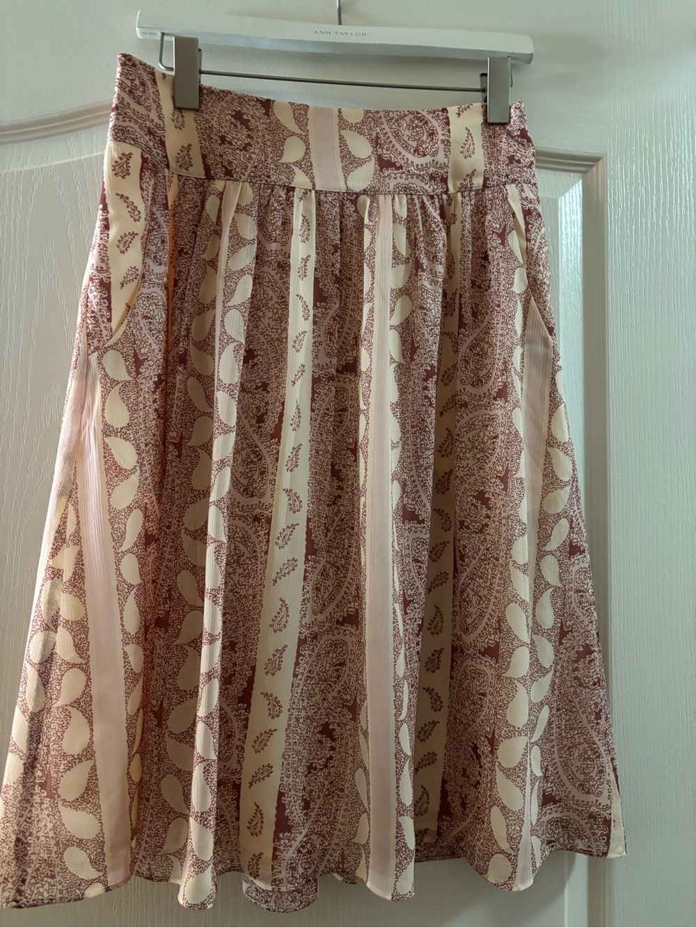 Ann Taylor Pink & Cream Paisley Pleated Skirt Dress